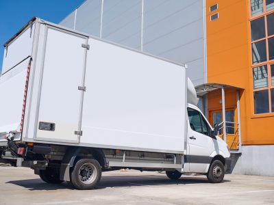 lorry standing outdoors near the warehouse lorry standing outdoors near the warehouse