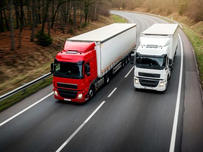 trucks winding road trucks winding road